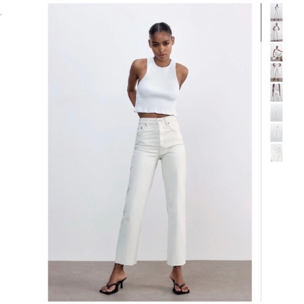 Zara Wide Leg Jeans in Ecru